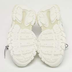 مملوكة مسبقًا حذاء رياضي بالنسياغا تراك منخفض من أعلى جلد صناعي وشبك أبيض/ برتقالي مقاس 40