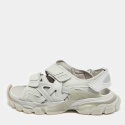 مملوكة مسبقًا Balenciaga Track Size 43 Grey Faux Leather and Rubber Slingback Sandals