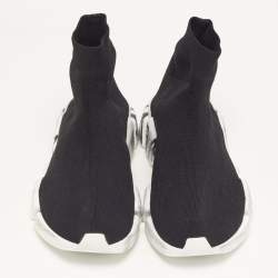 Pre Owned Balenciaga Speed Trainer Size 41 Black Knit Fabric High Top Sneakers