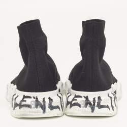 Pre Owned Balenciaga Speed Trainer Size 41 Black Knit Fabric High Top Sneakers