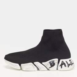 مملوكة مسبقًا Balenciaga Speed Trainer Size 41 Black Knit Fabric High Top Sneakers