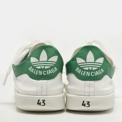 مملوكة مسبقًا حذاء رياضي بالنسياجا x أديداس تريبل إس جلد وشبكة رمادي / أخضر نيون بعنق منخفض مقاس 44