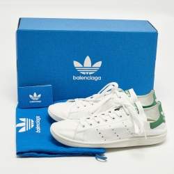 مملوكة مسبقًا حذاء رياضي بالنسياجا x أديداس تريبل إس جلد وشبكة رمادي / أخضر نيون بعنق منخفض مقاس 44