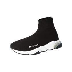 Balenciaga Black Knit Speed Clear Sole Sneakers Size 44