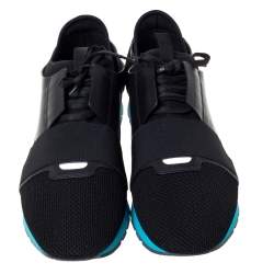 Balenciaga Black Mesh, Suede And Leather Race Runner Sneakers Size 46