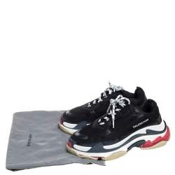 مملوكة مسبقًا حذاء رياضي بالنسياغا تريبل أس نعل سميك جلد وشبك أسود مقاس 41