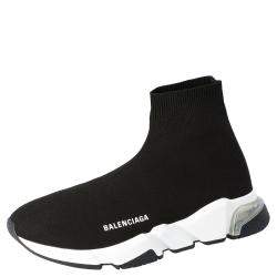 Pre Owned Balenciaga Black/White Speed Clear Sole Sneakers Size 40