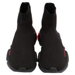 مملوكة مسبقًا Balenciaga Black/Red Speed Clear Sole Sneakers Size EU 44