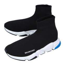 مملوكة مسبقًا Balenciaga Black/White/Blue Knit Speed Sneakers Size EU 41