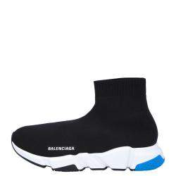 مملوكة مسبقًا Balenciaga Black/White/Blue Knit Speed Sneakers Size EU 41