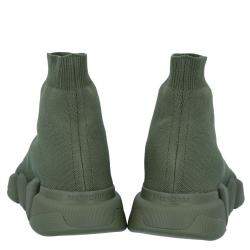 Pre Owned Balenciaga Green Knit Speed Sneakers Size EU 42
