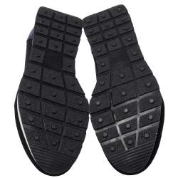 مملوكة مسبقًا Balenciaga Black/Blue Patent Leather And Mesh Race Runner Lace Up Sneakers Size 43