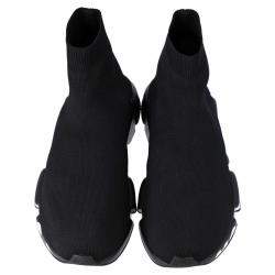 Pre Owned Balenciaga Black Knit Speed Graffiti Sneakers Size EU 44