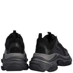 Pre Owned Balenciaga Black Leather and Mesh Triple S Sneakers Size EU 42
