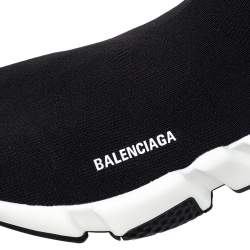 مملوكة مسبقًا Balenciaga Black Knit Fabric Speed Trainer Sock High Top Sneakers Size 41