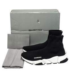 مملوكة مسبقًا Balenciaga Black Knit Fabric Speed Trainer Sock High Top Sneakers Size 41