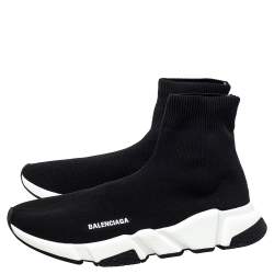 مملوكة مسبقًا Balenciaga Black Knit Fabric Speed Trainer Sock High Top Sneakers Size 41