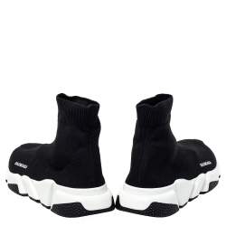 مملوكة مسبقًا Balenciaga Black Knit Fabric Speed Trainer Sock High Top Sneakers Size 41