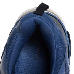 Pre Owned حذاء رياضي بالنسياغا تريبل إس جلد وشبكة أبيض/أزرق بعنق منخفض مقاس 43