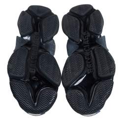 Pre Owned حذاء رياضي بالنسياغا تريبل إس جلد وشبكة أبيض/أزرق بعنق منخفض مقاس 43