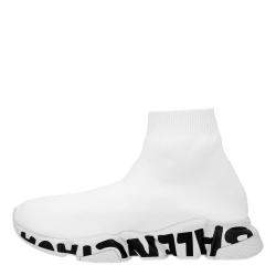 Pre Owned Balenciaga White Speed Graffiti Trainers EU 45
