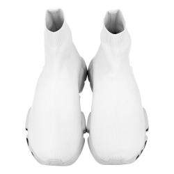Pre Owned Balenciaga White Speed Graffiti Trainers EU 45