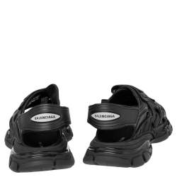 Pre Owned Balenciaga Black Rubber And Leather Track Sandals Size 41