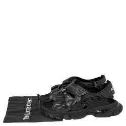 Pre Owned Balenciaga Black Rubber And Leather Track Sandals Size 41