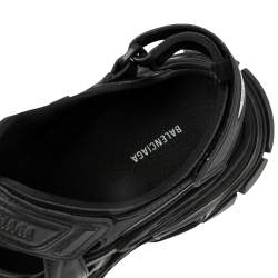 Pre Owned Balenciaga Black Rubber And Leather Track Sandals Size 41