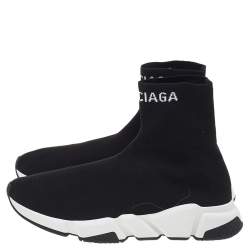 Pre Owned Balenciaga Black Stretch Knit Speed Trainer Sneakers Size 42