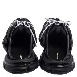 Pre Owned حذاء رياضي سلايد بالنسياغا تراك شبكة وجلد أسود مقاس 43