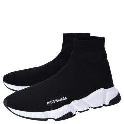 Pre Owned Balenciaga Black/White Men's Speed Recycled Sneaker EU 43