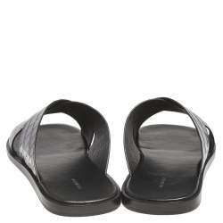 Balenciaga Black Croc Embossed Leather Cosy Crisscross Flat Slides Size 45