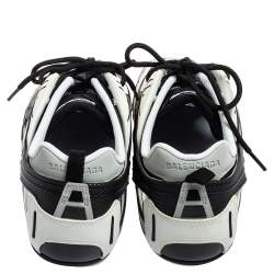 Pre Owned Balenciaga Black/White Leather And Mesh Drive Sneakers Size 45