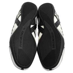 Pre Owned Balenciaga Black/White Leather And Mesh Drive Sneakers Size 45