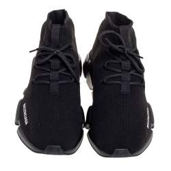 Pre Owned Balenciaga Black Knit Fabric Speed Trainer Lace-Up Sneakers Size 45