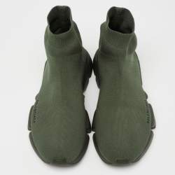 Pre Owned حذاء رياضي بالنسياغا سبيد تراينر قماش تريكو أخضر عنق مرتفع مقاس 42