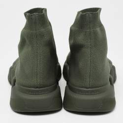 Pre Owned حذاء رياضي بالنسياغا سبيد تراينر قماش تريكو أخضر عنق مرتفع مقاس 42