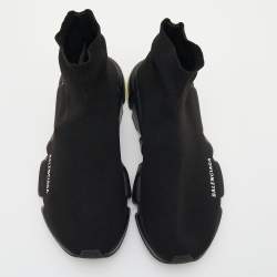 Pre Owned Balenciaga Black Knit Fabric Speed Trainers High Top Sneakers Size 42