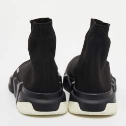 Pre Owned Balenciaga Black Knit Fabric Speed Trainers High Top Sneakers Size 42