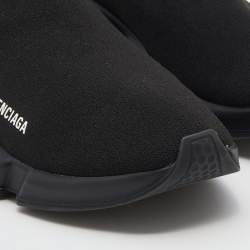 Pre Owned Balenciaga Black Knit Fabric Speed Trainers High Top Sneakers Size 42