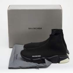 Pre Owned Balenciaga Black Knit Fabric Speed Trainers High Top Sneakers Size 42