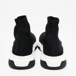 Pre Owned Balenciaga Black Knit Fabric Speed Trainer High Top Sneakers Size 40