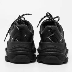 Pre Owned حذاء رياضي بالنسياغا تربل أس شبك، جلد أسود مقاس 40