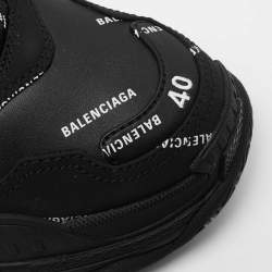 Pre Owned حذاء رياضي بالنسياغا تربل أس شبك، جلد أسود مقاس 40