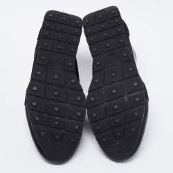 Pre Owned Balenciaga Black/Red Leather And Mesh Race Runner Low Top Sneakers Size 43