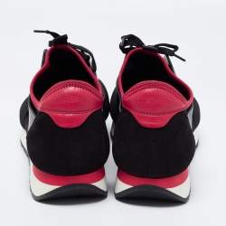 Pre Owned Balenciaga Black/Red Leather And Mesh Race Runner Low Top Sneakers Size 43