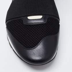 Pre Owned Balenciaga Black/Red Leather And Mesh Race Runner Low Top Sneakers Size 43