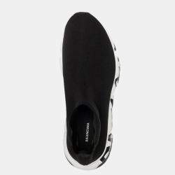 Pre Owned Balenciaga Black Men's Speed Graffiti Sneakers Size EU 45