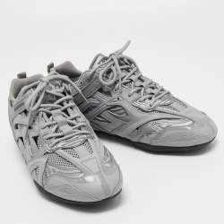 Pre Owned Balenciaga Grey Mesh and Leather Track Sneakers Size 43
